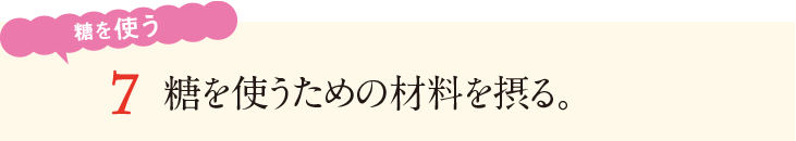 7&nbsp;糖を使うための食材を摂る。糖を使う