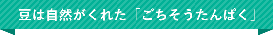 豆は自然がくれた「ごちそうたんぱく」
