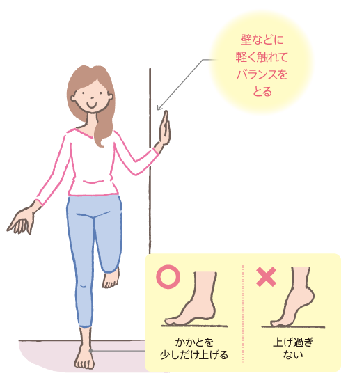 かかとを少し上げた状態