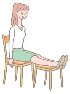 腰掛けて、椅子などに足を乗せる