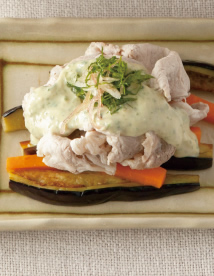 なすと豚しゃぶのしそ香りソース