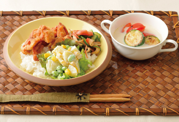 蒸し鶏と白菜の柚子胡椒クリームどんぶり