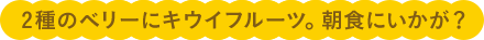 2種類のベリーにキウイフルーツ。朝食にいかが？