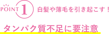 POINT1 白髪や薄毛を引き起こす！ タンパク質不足には要注意