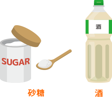 砂糖、酒