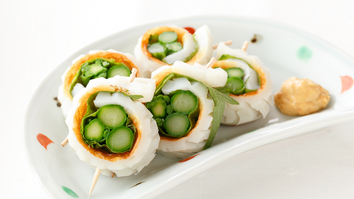 アスパラちくわの味噌マヨ添え