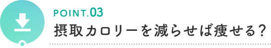 POINT.03 摂取カロリーを減らせば痩せる?