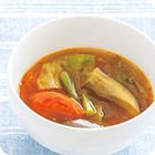 なすとトマトの辛味スープ