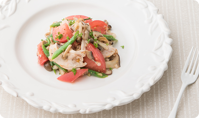 いろいろきのことチキンのサラダ