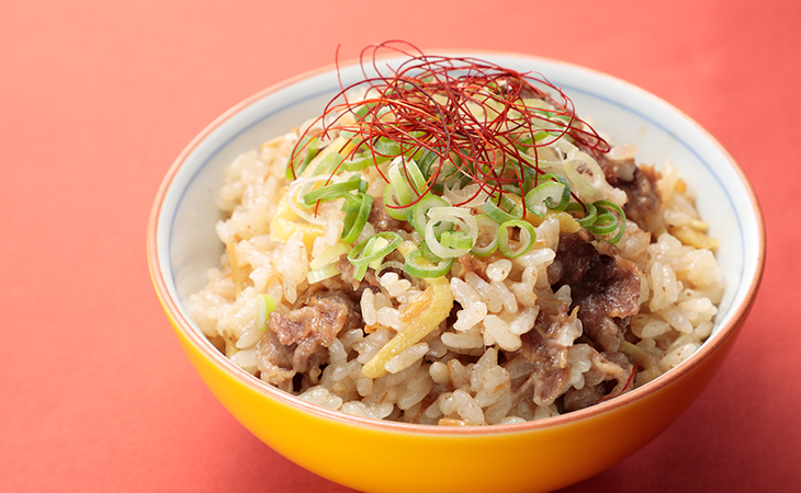 なめたけ入り牛肉おこわ