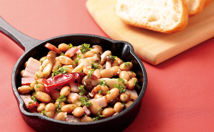 大豆ときのこのアヒージョ