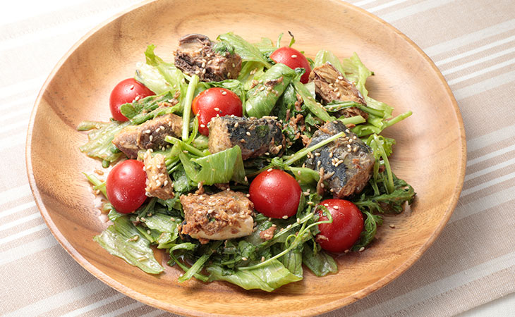 鯖味噌春菊サラダ